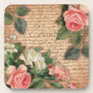 Antike Pergament und shabby chic Rosen Getränkeuntersetzer