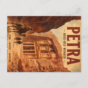 Antike Petra Rosarote Stadt Architektonisches Wund Feiertagspostkarte