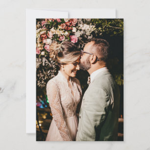 Antike Pfirsich-Blumen-Rosen-Spitze Foto-Hochzeit Dankeskarte