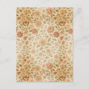 Antike Pfirsich-Rose Postkarte