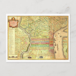 Antike Philadelphia-Straßenkarte von 1802 als Post Postkarte