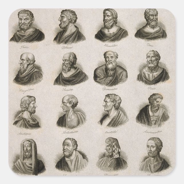 Antike Philosophen porträtieren Denker Vintag Quadratischer Aufkleber (Vorderseite)