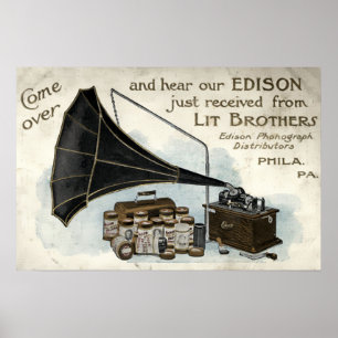 Antike Phonograph-Anzeige aus der viktorianischen Poster