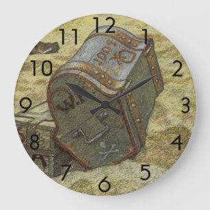 Antike Piraten, William Kidd vergräbt einen Schatz Große Wanduhr
