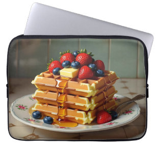 Antike Platte mit Waffeln und Erdbeeren Laptopschutzhülle