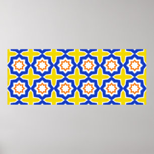 Antike portugiesische Fliesen. Blauer und gelber A Poster