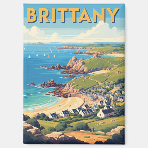 Antike Postkarte aus der Bretagne in Frankreich Magnet