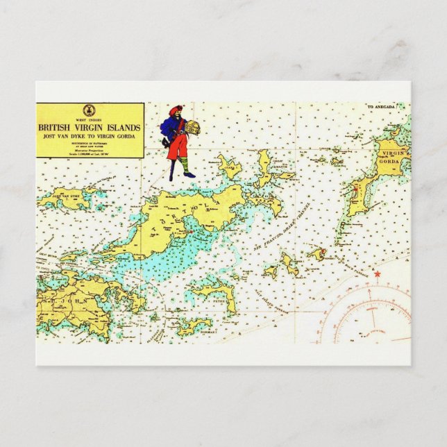 Antike Postkarte der Britischen Jungferninseln (Vorderseite)