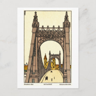 Antike Postkarte der Erzsébet (Elisabeth) Brücke