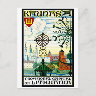 Antike Postkarte für Kaunas, Litauen