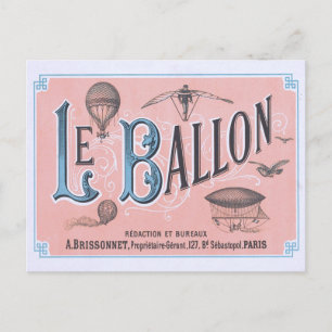 Antike Postkarte Heißluftballon Paris
