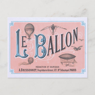 Antike Postkarte Heißluftballon Paris