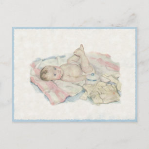 Antike Postkarte mit süßem kleinen Babyjungen