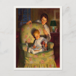 Antike Postkarte mit süßem schlafendem Baby