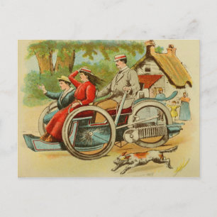 Antike Postkarte mit Vintage-Hund, der ein altes A