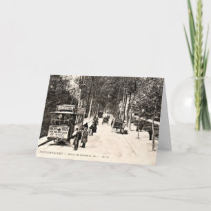 Antike Postkarte, Straßenbahn in Fontainbleau Karte