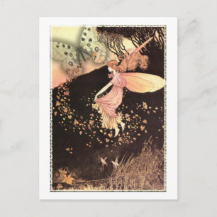 Antike Postkarte "Vintage Pink Dreams Fairy"
