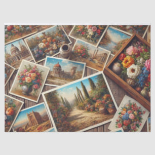 Antike Postkarten Decoupage Bastel Tissuepapier Seidenpapier