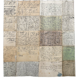 Antike Postkarten Der Vintage französische Hinterg Duschvorhang