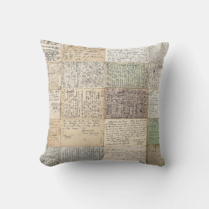 Antike Postkarten Der Vintage französische Hinterg Kissen