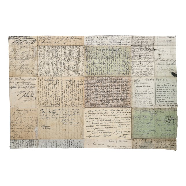 Antike Postkarten Der Vintage französische Hinterg Kissenbezug (Vorderseite)