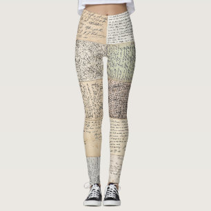 Antike Postkarten Französische Vintage-Hintergrund Leggings