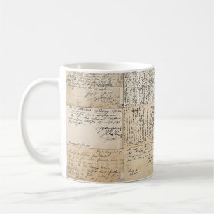 Antike Postkarten Französischer Vintage-Hintergrun Kaffeetasse