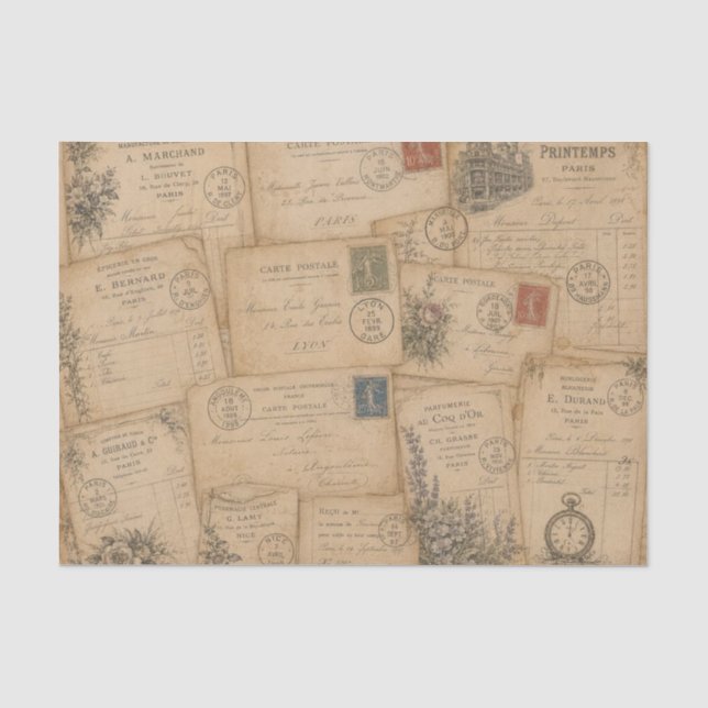 antike Postkarten Seidenpapier (Vorderseite)