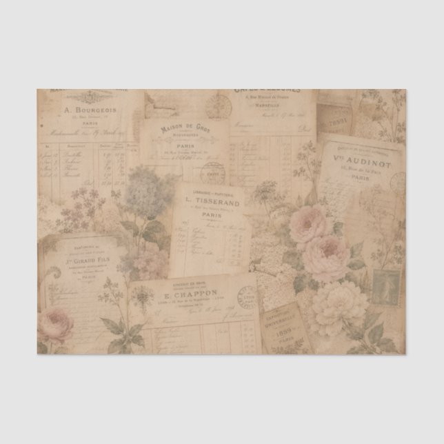 antike Postkarten und Blumen Seidenpapier (Vorderseite)