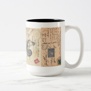 Antike Postkarten und Postwertzeichen-Tasse Zweifarbige Tasse