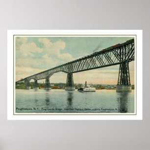 Antike Poughkeepsie-Brücke 1913, Zug, Boot Poster