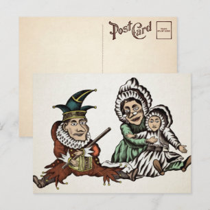 Antike Punch and Judy und Baby-Postkarte Postkarte