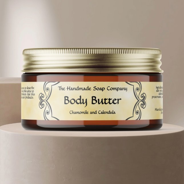 Antike Rahmen Gelbe Pergament-Körperbutter-Glas (Von Creator hochgeladen)