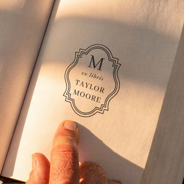 Antike Rahmen Minimal Monogramm Ex Libris Buch Permastempel (Von Creator hochgeladen)