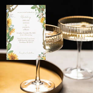 Antike Rahmen Sonnenblumen Hochzeit Einladung