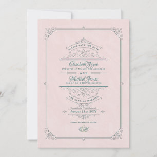 Antike Regency-Verzierte Hochzeit Rettet Die Termi Einladung