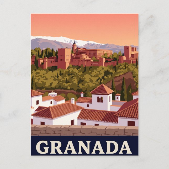 Antike Reise-Postkarte Granada Postkarte (Vorderseite)