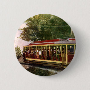 Antike Reise- und Verkehr-Straßenbahn Button