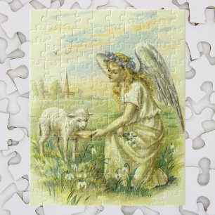 Antike Religion, viktorianischer Osterengel mit La Puzzle