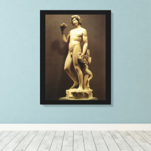 Antike Renaissance-Statue Bacchus von Michelangelo Leinwanddruck