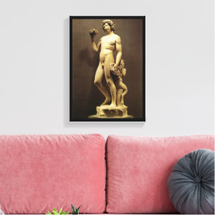 Antike Renaissance-Statue Bacchus von Michelangelo Leinwanddruck