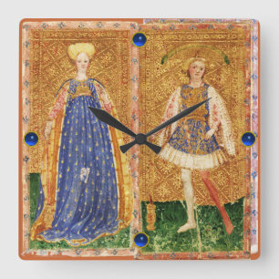 ANTIKE RENAISSANCE TAROTS /MAGD UND PAGE DER STÄBE QUADRATISCHE WANDUHR