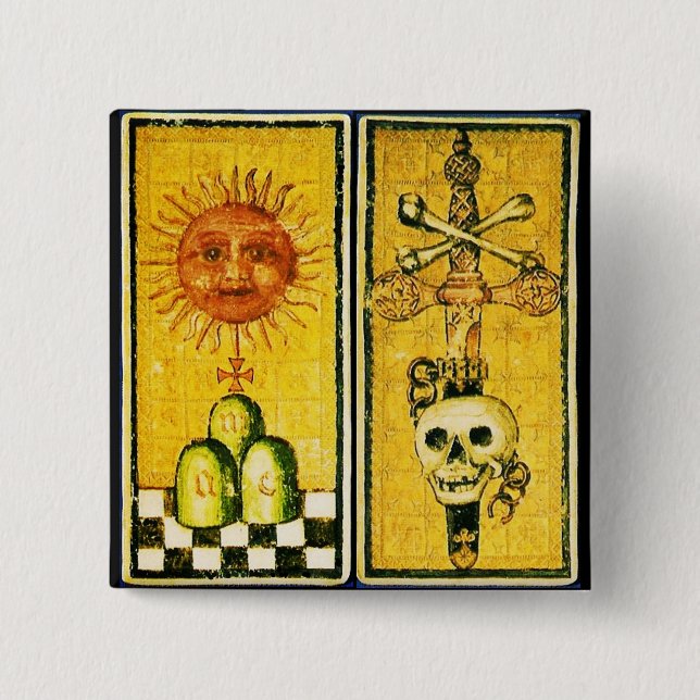 ANTIKE RENAISSANCE TAROTS/THE SUN , ACE OF SWORDS BUTTON (Vorderseite)