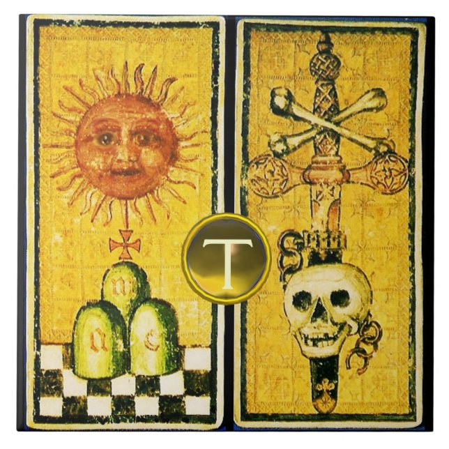 ANTIKE RENAISSANCE TAROTS/THE SUN , ACE OF SWORDS FLIESE (Vorderseite)