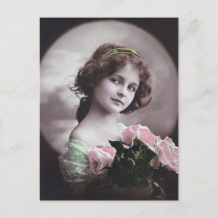 Antike Retro-Frauen Französische Viktorianische Fr Postkarte