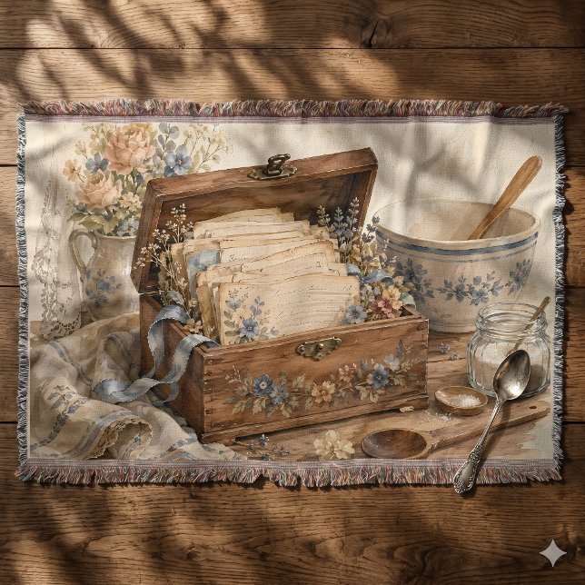 Antike Rezeptbox Landhaus Küche Decke (Vintage Recipe Box Cottage Kitchen Throw Blanket)