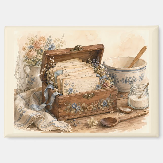 Antike Rezeptbox Landhausküche Magnet (Vorderseite)