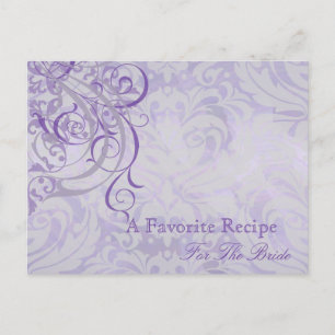 Antike Rococo-Lila-Brautstrauß-Rezeptkarte Postkarte