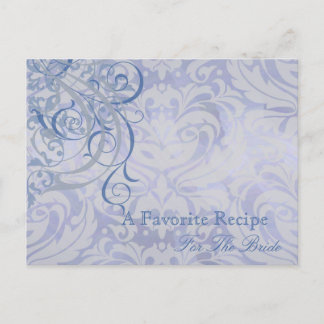 Antike Rokoko Blaue Hochzeitsdusche Rezeptkarte Postkarte