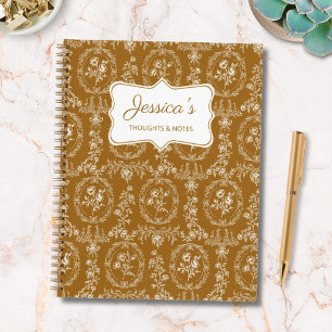 Antike Rokoko-Blumen Florale Personalisierte Name Notizbuch